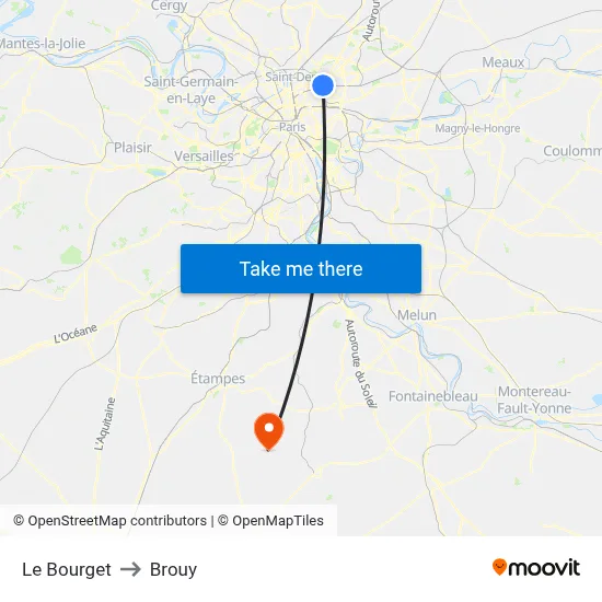 Le Bourget to Brouy map