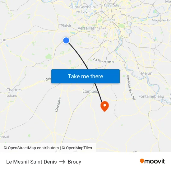 Le Mesnil-Saint-Denis to Brouy map