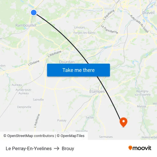 Le Perray-En-Yvelines to Brouy map