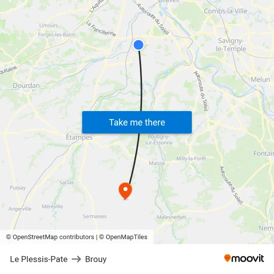 Le Plessis-Pate to Brouy map