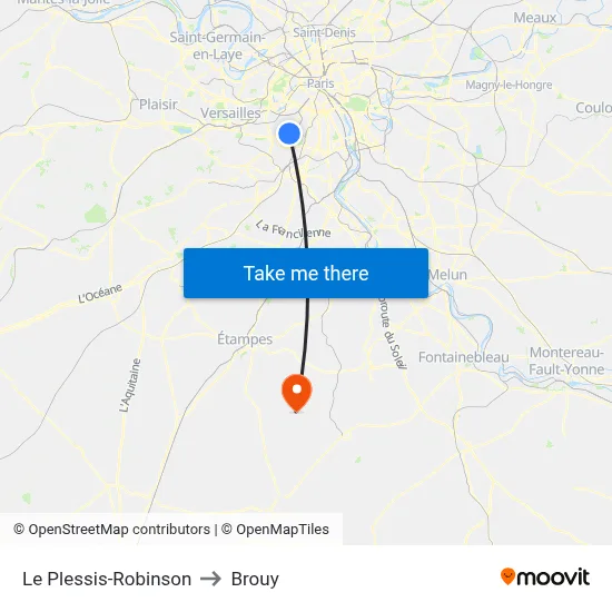 Le Plessis-Robinson to Brouy map