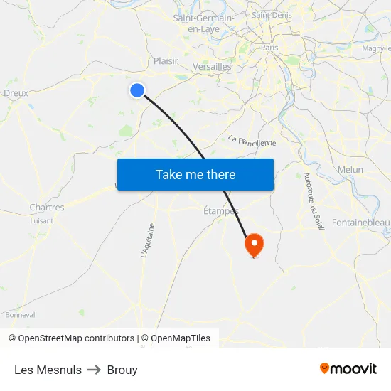 Les Mesnuls to Brouy map