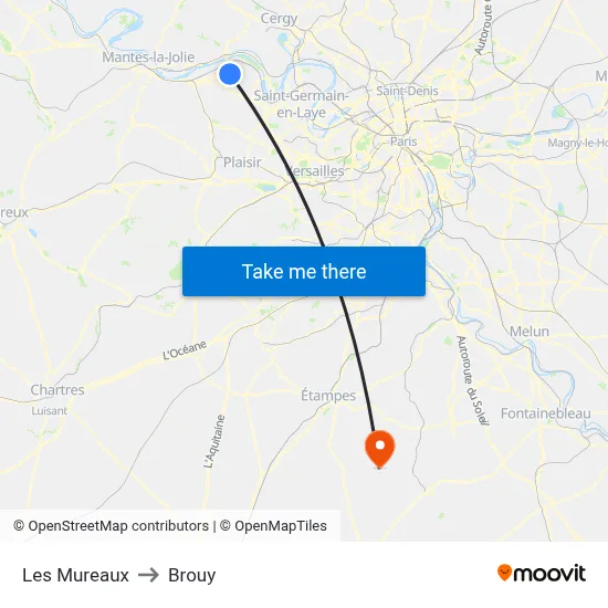 Les Mureaux to Brouy map