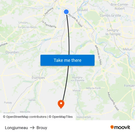 Longjumeau to Brouy map