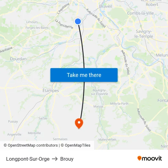 Longpont-Sur-Orge to Brouy map