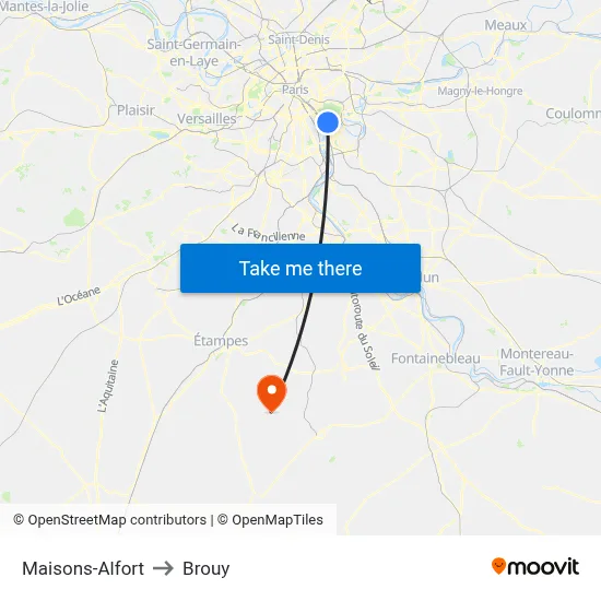 Maisons-Alfort to Brouy map