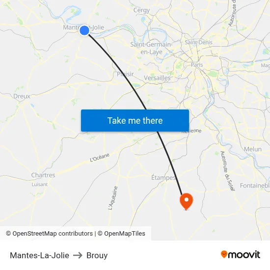 Mantes-La-Jolie to Brouy map