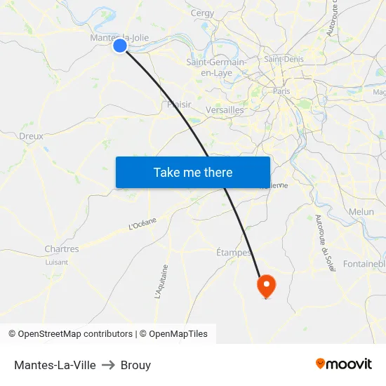 Mantes-La-Ville to Brouy map