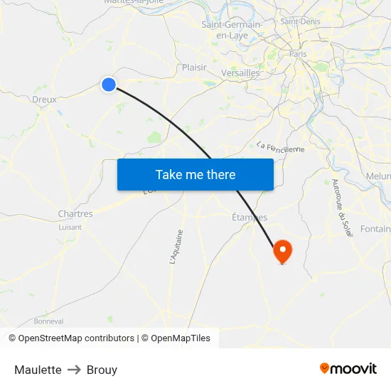 Maulette to Brouy map