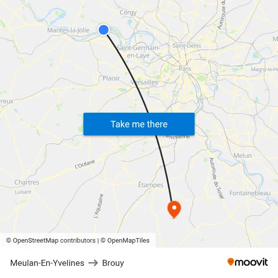 Meulan-En-Yvelines to Brouy map