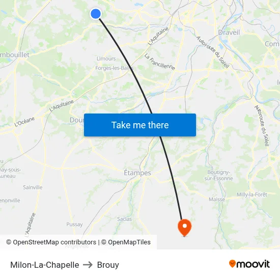 Milon-La-Chapelle to Brouy map