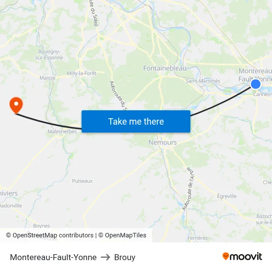 Montereau-Fault-Yonne to Brouy map