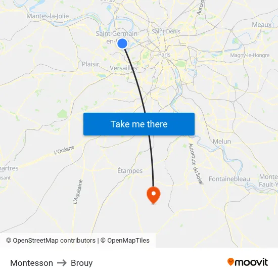 Montesson to Brouy map