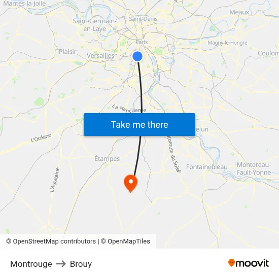 Montrouge to Brouy map