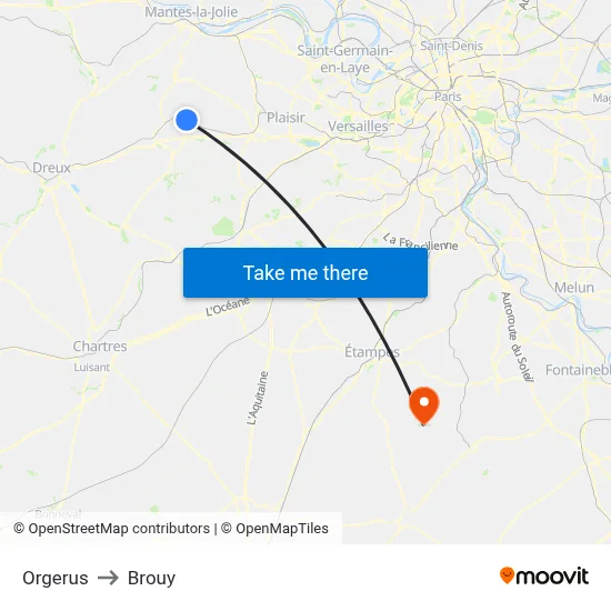 Orgerus to Brouy map