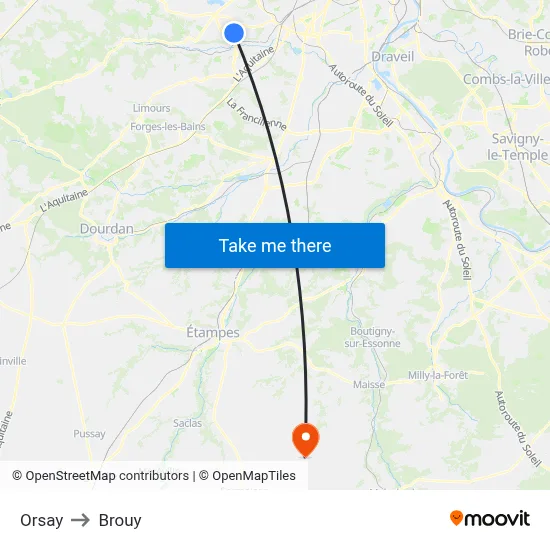 Orsay to Brouy map