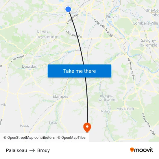 Palaiseau to Brouy map