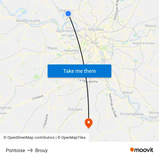 Pontoise to Brouy map