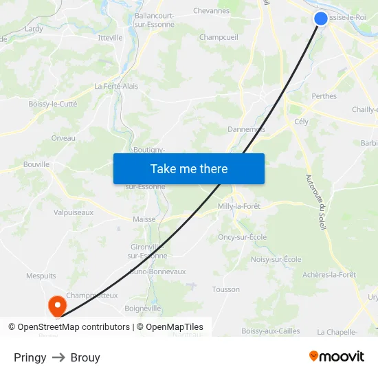 Pringy to Brouy map