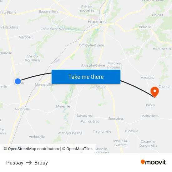 Pussay to Brouy map