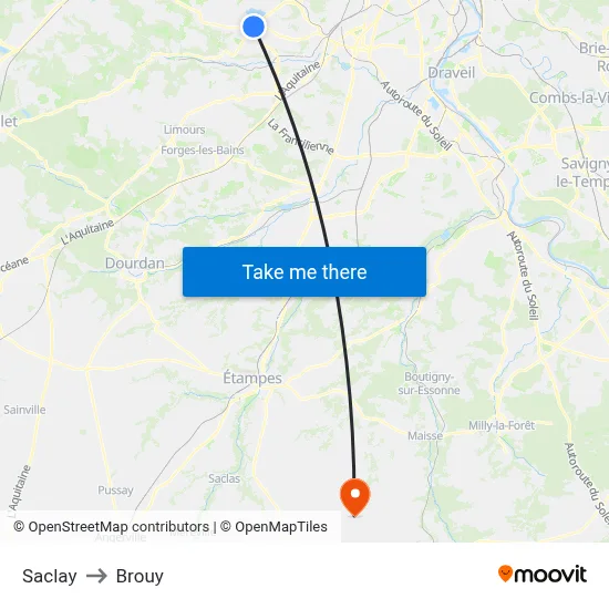 Saclay to Brouy map