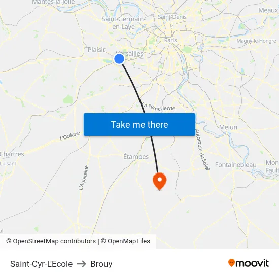 Saint-Cyr-L'Ecole to Brouy map