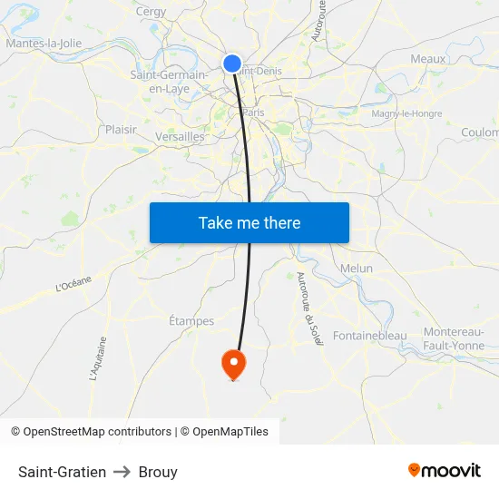 Saint-Gratien to Brouy map