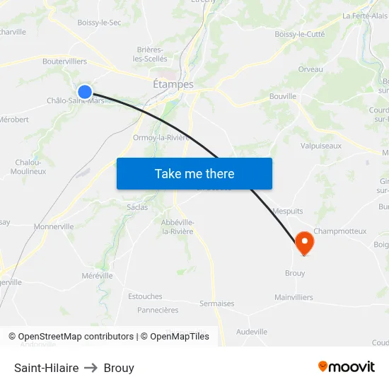 Saint-Hilaire to Brouy map
