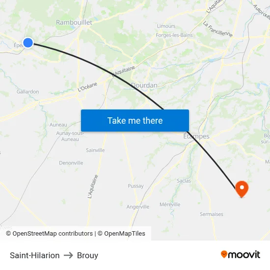 Saint-Hilarion to Brouy map