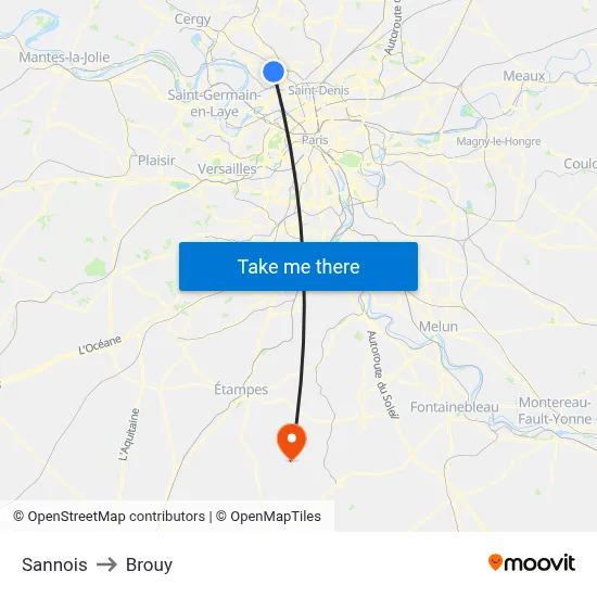 Sannois to Brouy map