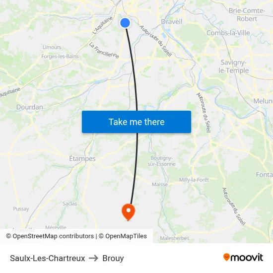 Saulx-Les-Chartreux to Brouy map