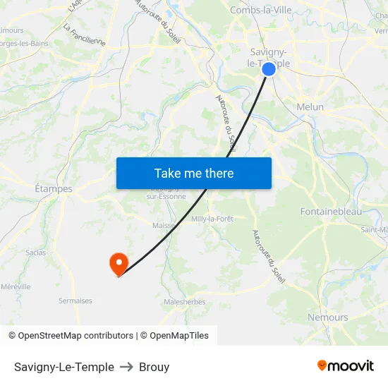 Savigny-Le-Temple to Brouy map