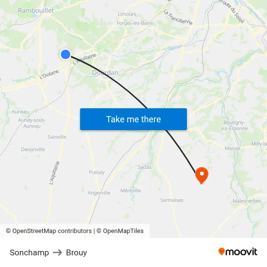 Sonchamp to Brouy map