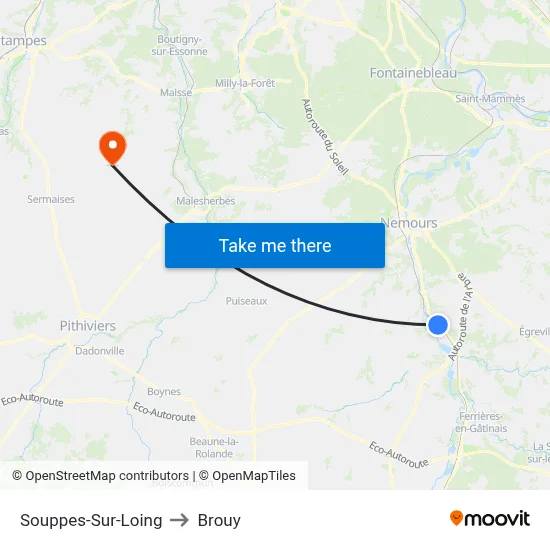 Souppes-Sur-Loing to Brouy map