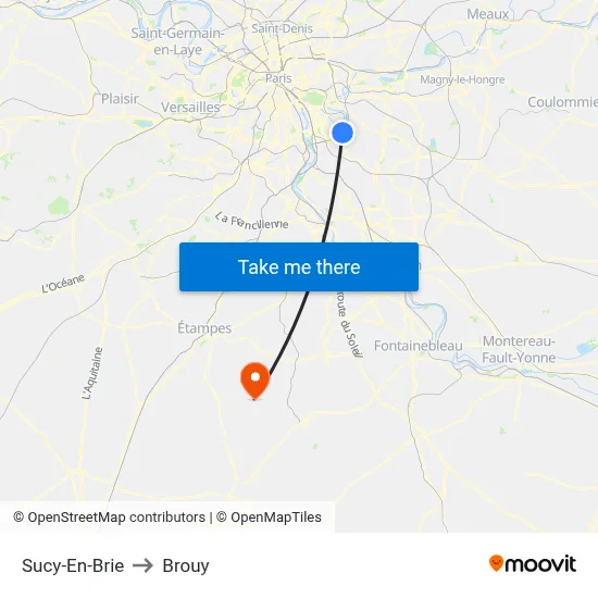 Sucy-En-Brie to Brouy map