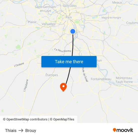 Thiais to Brouy map