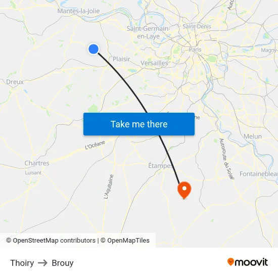 Thoiry to Brouy map