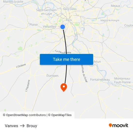 Vanves to Brouy map