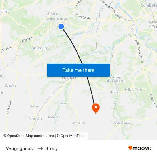 Vaugrigneuse to Brouy map