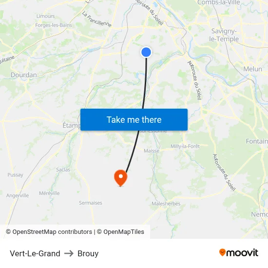 Vert-Le-Grand to Brouy map