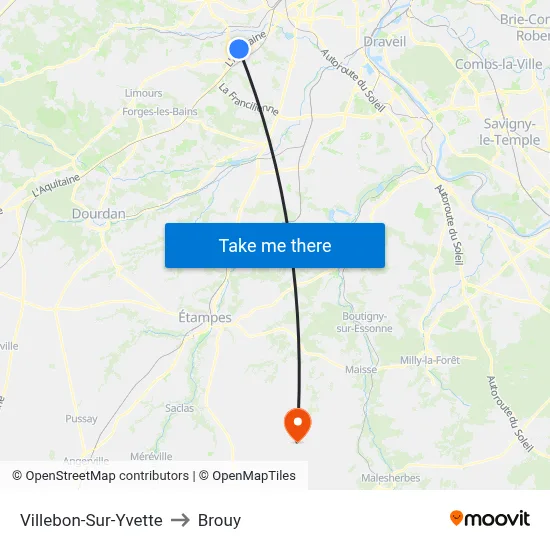 Villebon-Sur-Yvette to Brouy map