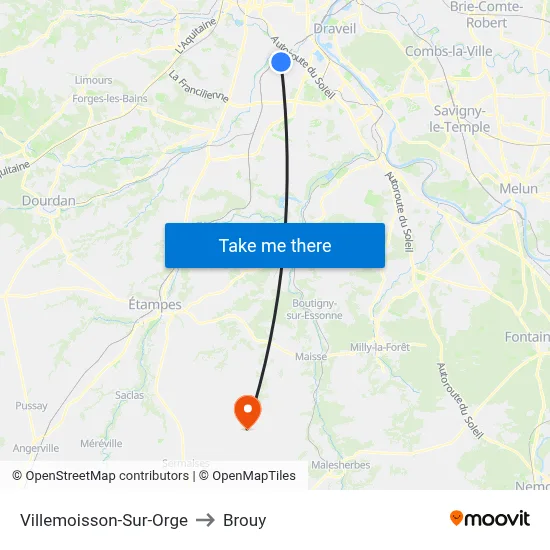 Villemoisson-Sur-Orge to Brouy map