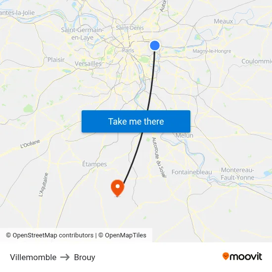 Villemomble to Brouy map
