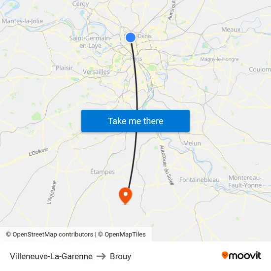 Villeneuve-La-Garenne to Brouy map