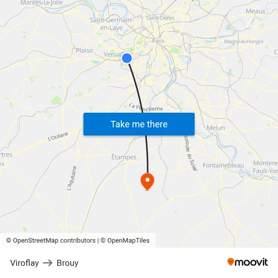 Viroflay to Brouy map