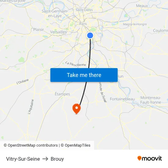 Vitry-Sur-Seine to Brouy map
