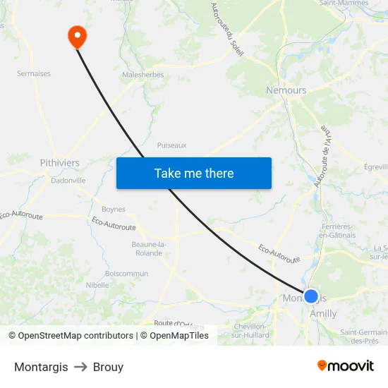 Montargis to Brouy map