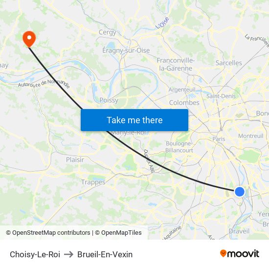 Choisy-Le-Roi to Brueil-En-Vexin map