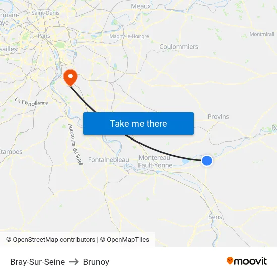 Bray-Sur-Seine to Brunoy map