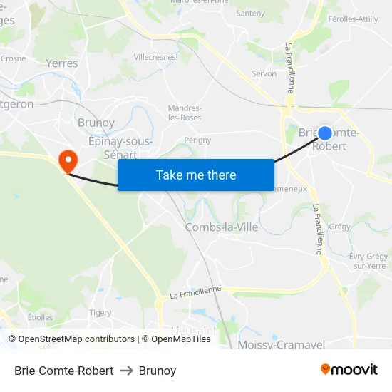 Brie-Comte-Robert to Brunoy map